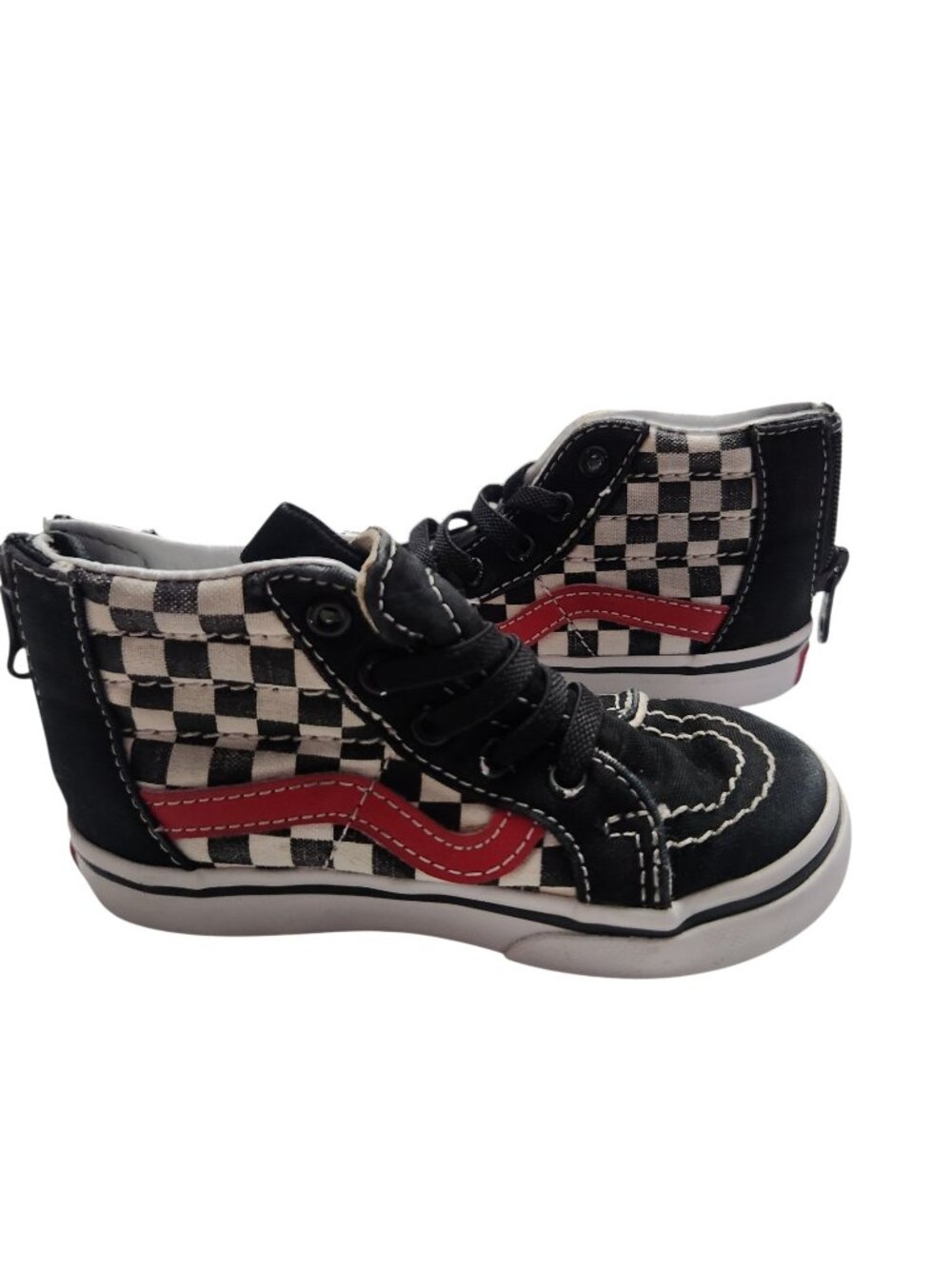 Vintage Black and White Checkered Unisex Shoes Vans Kids Hi Zip Toddler SZ 6.5